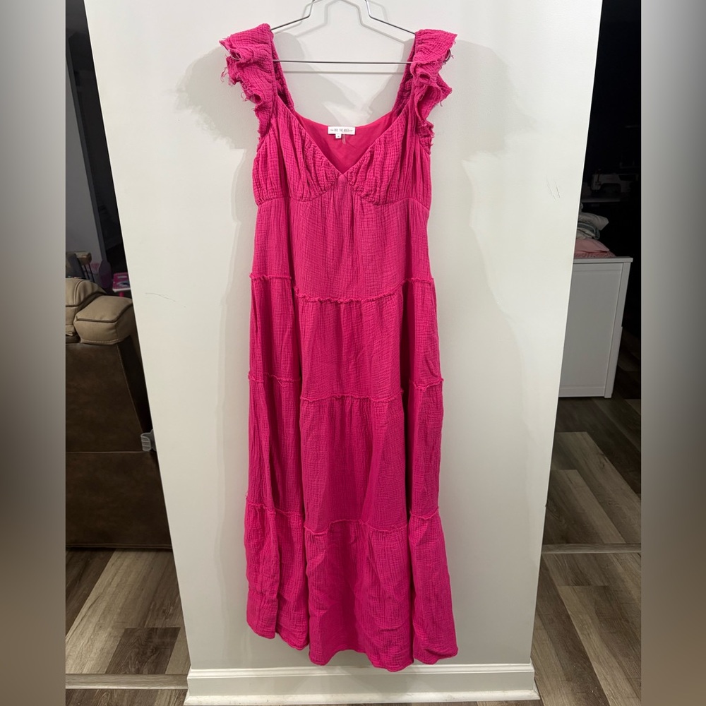 Free the Roses Hot Pink Tiered Maxi Dress